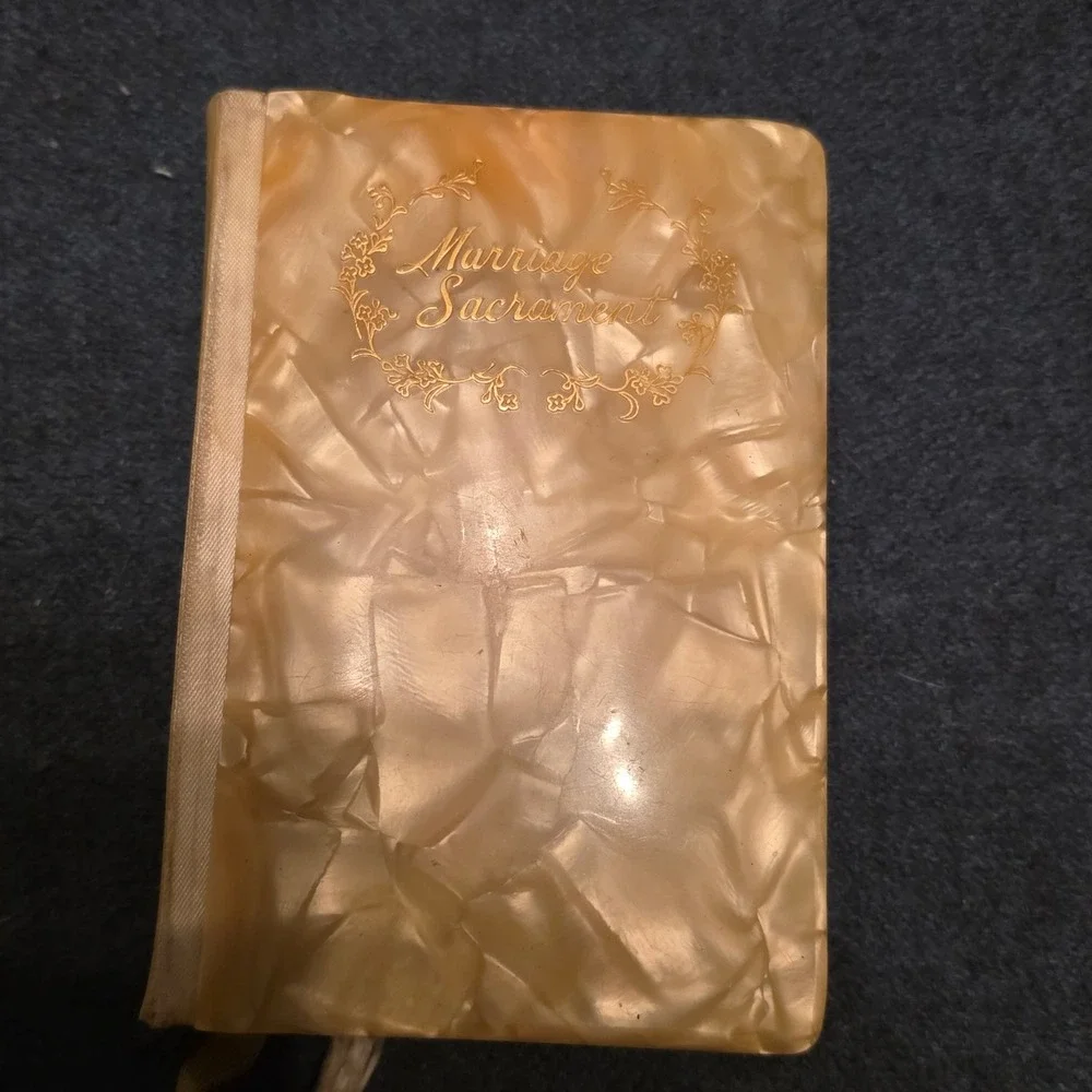 Vintage Marriage Sacrament Prayer Book Pearlescent Celluloid Gold Gilt Catholic